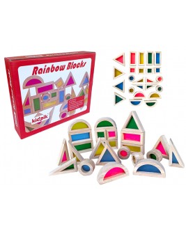 Hamaha Educational Wooden Toy Wooden Rainbow Rainbow Blocks 24 Pieces Rainbow