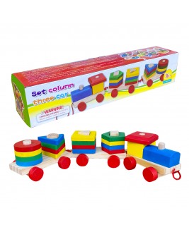 Hamaha Educational Wooden Toy 22 Pieces Geometric Shaped Train