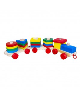 Hamaha Educational Wooden Toy 22 Pieces Geometric Shaped Train