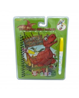 Hamaha Educational Wooden Toy Dinosaurs Theme Coloring Book With Magic Water Pen