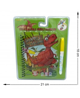 Hamaha Educational Wooden Toy Dinosaurs Theme Coloring Book With Magic Water Pen