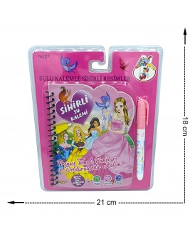 Hamaha Educational Wooden Toy Princess Themed Magic Water Pen Coloring Book