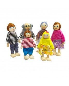 Hamaha Educational Wooden Toy Family of 6 Puppets