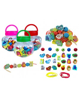 Hamaha Educational Wooden Toy Animal and Fruit Figure Rope Rope Bead Line
