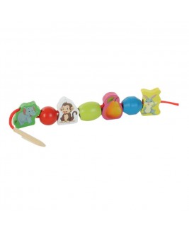 Hamaha Educational Wooden Toy Animal and Fruit Figure Rope Rope Bead Line