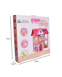 Hamaha Educational Wooden Toy Pink Game House Furniture Pink Doll House