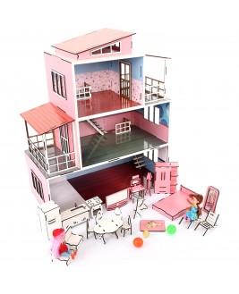 Hamaha Educational Wooden Toy Full Accessory Wooden Furniture Children's Play House