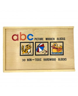 Hamaha Educational Wooden Toy 30 Pieces Animal and Object Illustrated Alphabet Domino Game