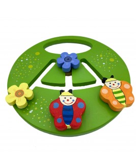 Hamaha Educational Wooden Toy to Hold Flower and Butterfly Figured Maze Toy