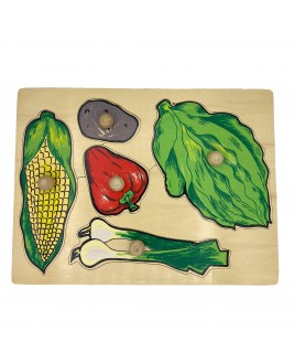 Hamaha Educational Wooden Toy Colorful Vegetables Themed Studded Jigsaw Puzzle