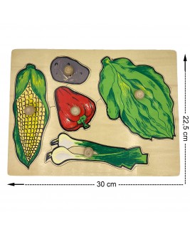 Hamaha Educational Wooden Toy Colorful Vegetables Themed Studded Jigsaw Puzzle