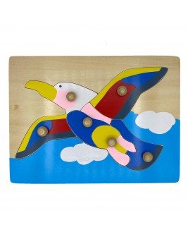 Hamaha Educational Wooden Toy Colorful Bird Themed Studded Jigsaw Puzzle