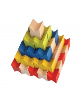 Hamaha Educational Wooden Toy 55 Pieces Colorful Wooden Star Blocks