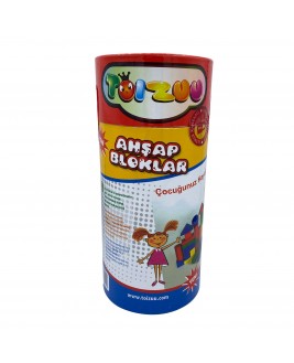Hamaha Educational Wooden Toy Big Wooden Blocks With Bucket 30 Pieces