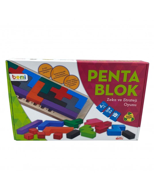 Hamaha Educational Wooden Toy Penta Block Family Box and Fun Game Katamino