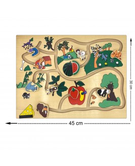 Hamaha Educational Wooden Toy Animals Shaped Locating Puzzle Maze Game