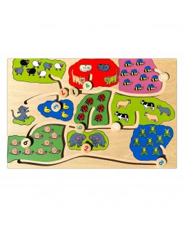 Hamaha Educational Wooden Toy Animals Themed Figures Locating Puzzle Maze Game
