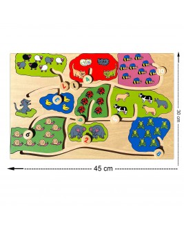 Hamaha Educational Wooden Toy Animals Themed Figures Locating Puzzle Maze Game