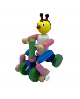 Hamaha Educational Wooden Toy Drawstring Bike Riding Figure