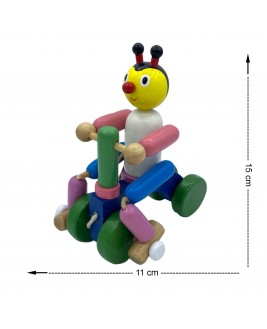 Hamaha Educational Wooden Toy Drawstring Bike Riding Figure