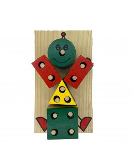 Hamaha Educational Wooden Toy Colorful Clown Find and Plug Game