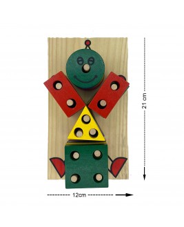Hamaha Educational Wooden Toy Colorful Clown Find and Plug Game