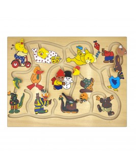 Hamaha Educational Wooden Toy Animals Shaped Locating Puzzle Maze Game