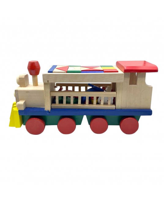 Hamaha Educational Wooden Toy Large Size Geometric Shaped Trolley Train