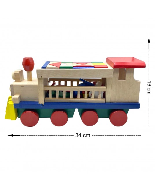Hamaha Educational Wooden Toy Large Size Geometric Shaped Trolley Train