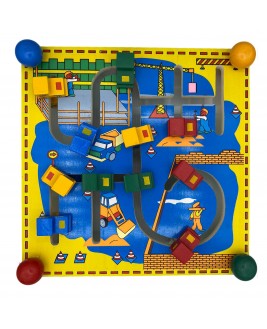Hamaha Educational Wooden Toy Firefighting and Construction Themed Navigation Game Maze (Double Sides)