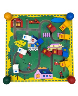 Hamaha Educational Wooden Toy Firefighting and Construction Themed Navigation Game Maze (Double Sides)
