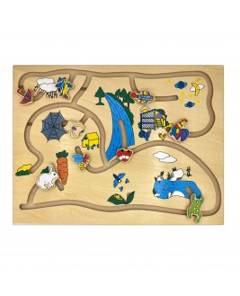 Hamaha Educational Wooden Toy Objects Animals and Vegetables Maze Game
