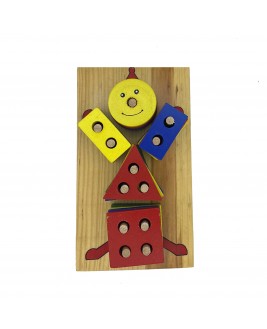 Hamaha Educational Wooden Toy Colorful Clown Find and Plug Game
