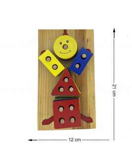 Hamaha Educational Wooden Toy Colorful Clown Find and Plug Game