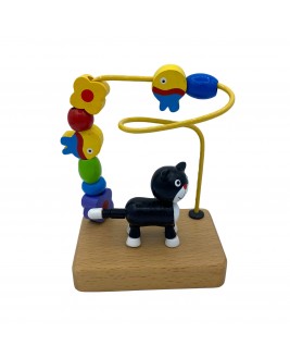 Hamaha Educational Wooden Toy Cat Figure Mini Spiral