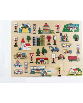 Hamaha Educational Wooden Toy Big City Find-plug Game