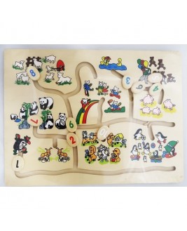 Hamaha Educational Wooden Toy Learn Numbers Objects Maze Game