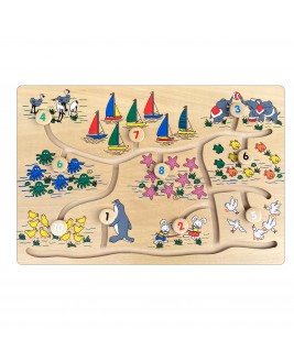  Hamaha Educational Wooden Toy Animals Themed Figures Locating Puzzle Maze Game