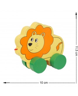 Hamaha Wooden Educational Developer 4 Wheel Rope Walking Companion Lion