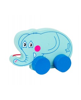 Hamaha Wooden Educational Developer 4 Wheel Rope Walking Companion Elephant