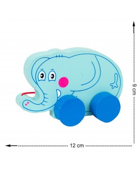 Hamaha Wooden Educational Developer 4 Wheel Rope Walking Companion Elephant