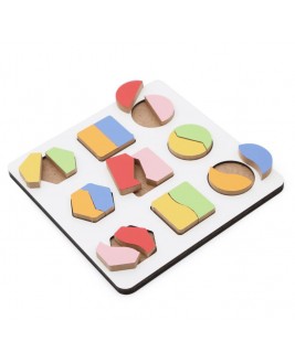Hamaha Educational Wooden Toy Montessori Geometric 2 Line Shapes Play Set
