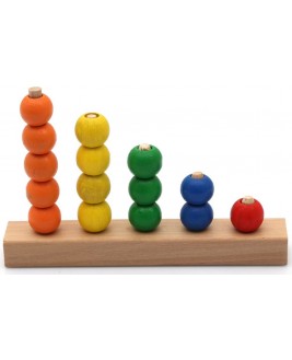 Hamaha Educational Wooden Toy 5 Rows of Bead Stringing Game