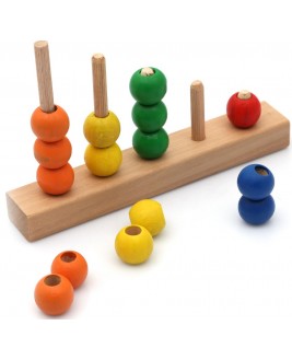 Hamaha Educational Wooden Toy 5 Rows of Bead Stringing Game
