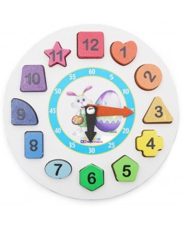 Hamaha Educational Wooden Toy Rabbit Geometric Find Plug Colorful Clock