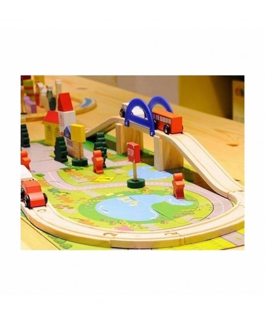 Hamaha Educational Wooden Toy Car Road 40 Piece Set
