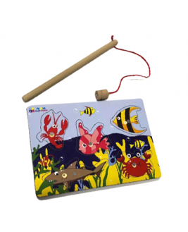 Hamaha Educational Wooden Toy Mini Magnetic Fishing Rod