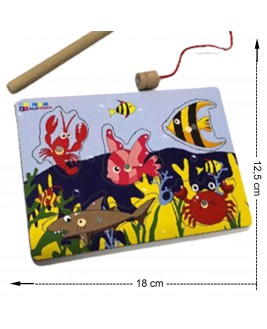 Hamaha Educational Wooden Toy Mini Magnetic Fishing Rod