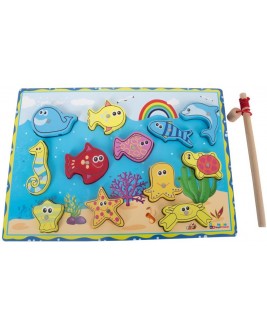 Hamaha Educational Wooden Toy Geometric Stringing String Fishing