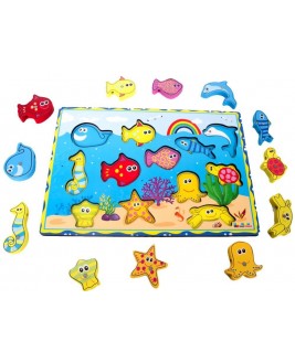 Hamaha Educational Wooden Toy Geometric Stringing String Fishing